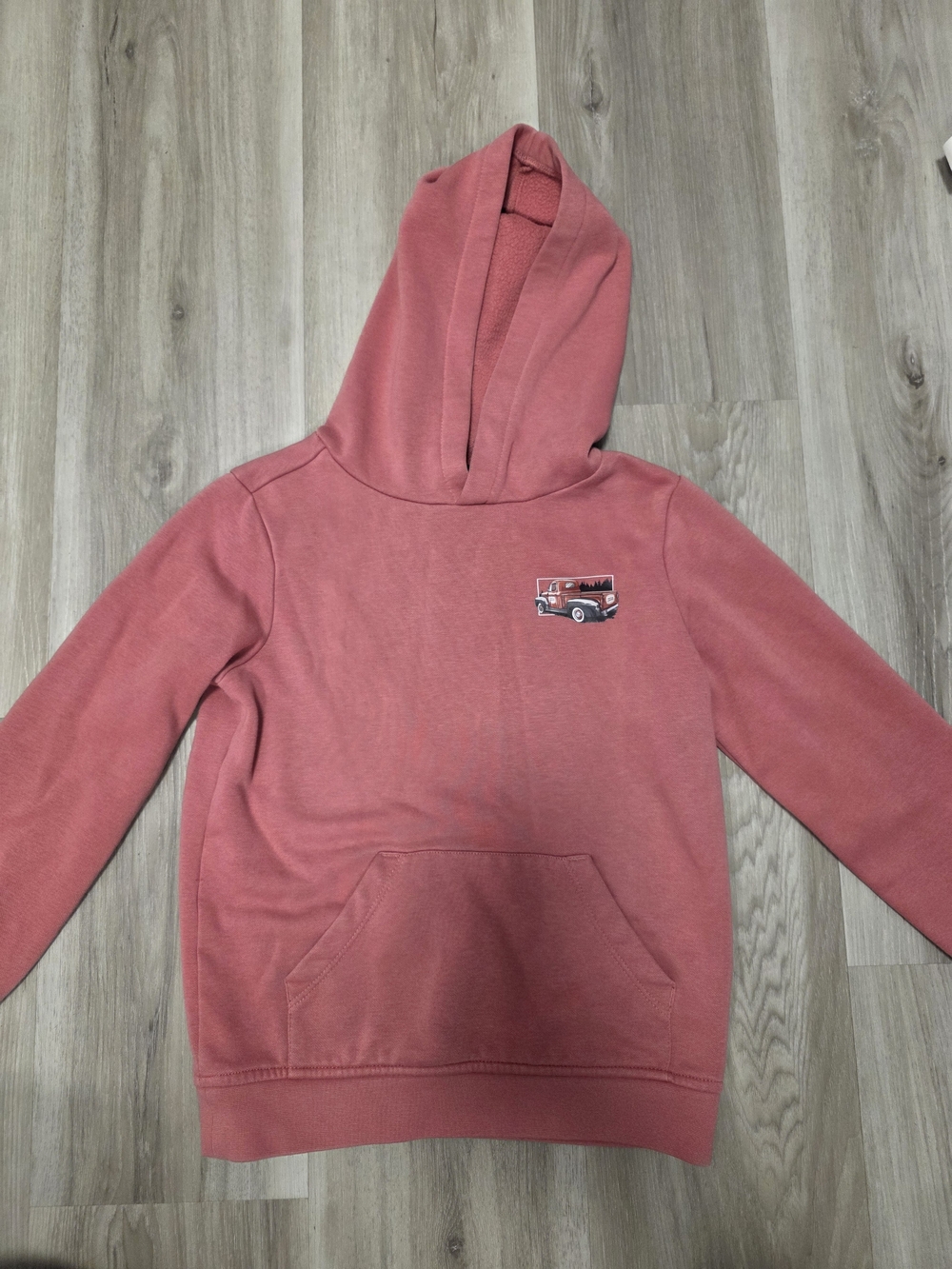 crown & ivy Coral Hoodie with Truck Patch